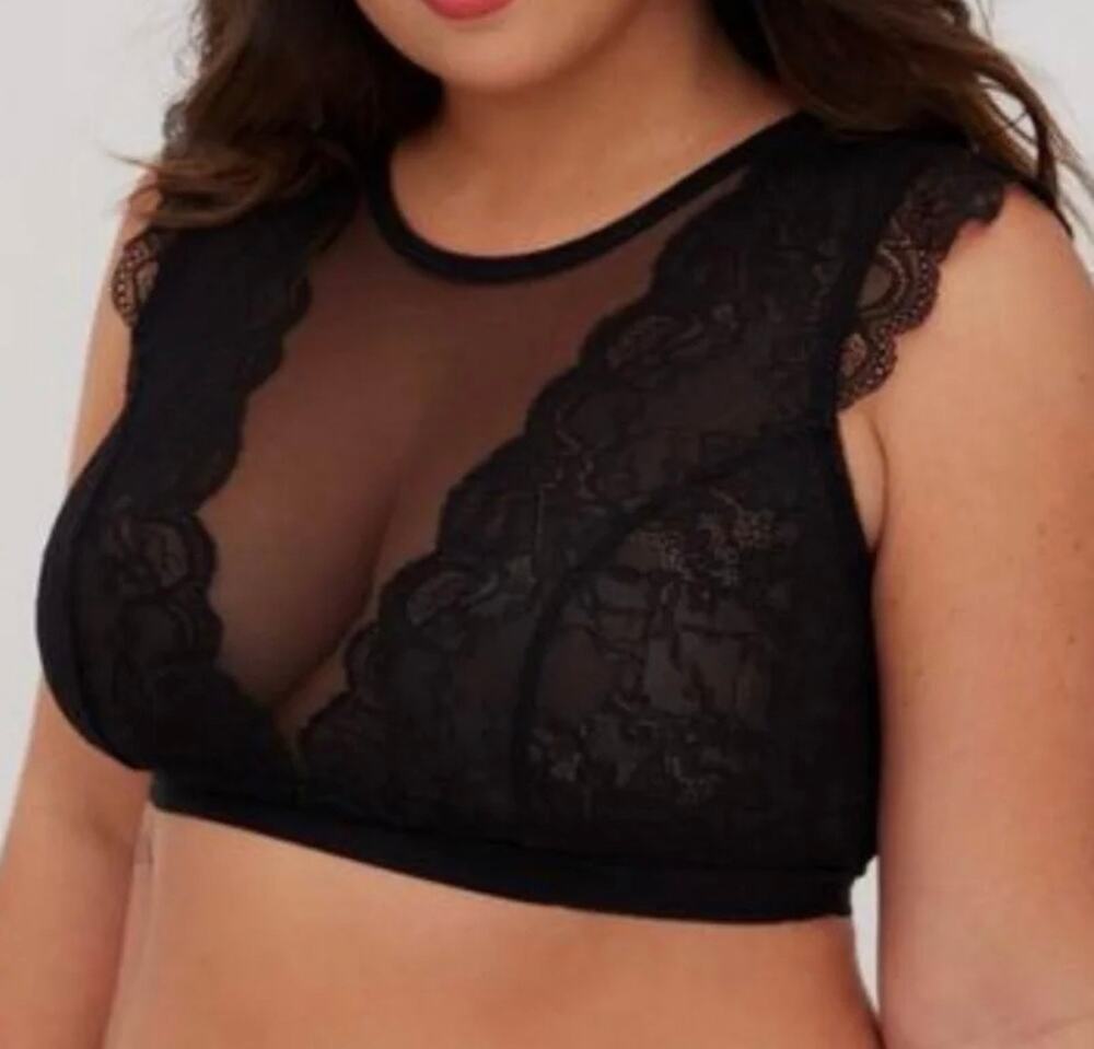 NWOT Torrid Curve Lace Mesh Black Bralette 1X